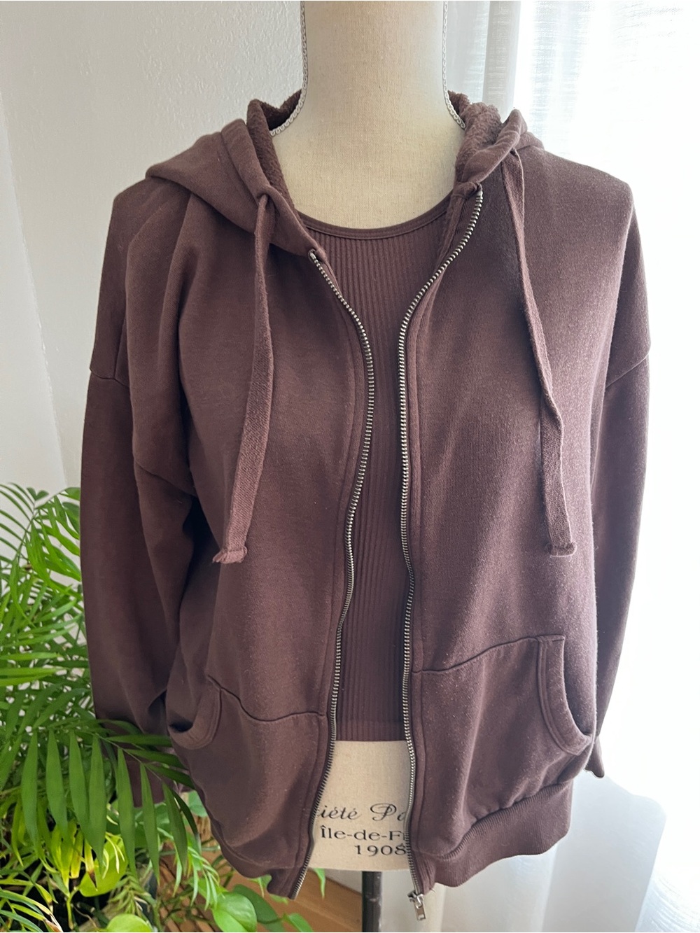 Hippie Rose Brown Cozy workout athletic set | Hoodie, leggings, tank top
